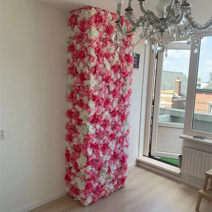 Artificial Flower Wall Panels with Fabric Roses, 40 x 60 cm Reusable Floral Backdrop for Baby Showers, Weddings, Birthdays & Home Decor