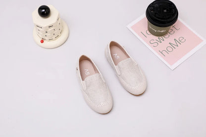 Children Dress Flats in Classic Loafer and T-Strap Styles, Beige Occasion Shoes for Boys and Girls, Weddings, Parties and Family Photos