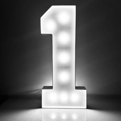 Light Up Marquee Numbers, 73 cm White KT Board Frames with Lights and Support Brackets for Birthday Backdrops and Anniversary Displays