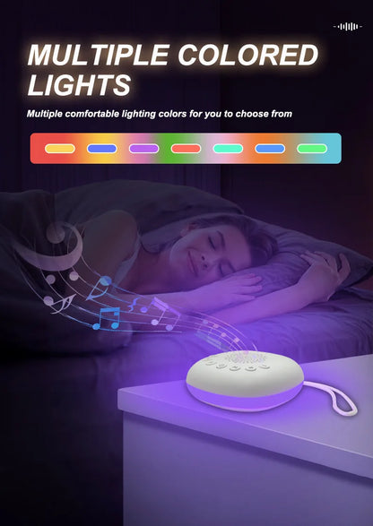 Rechargeable White Noise Machine with LED Breathing Light, 20 Sounds, 30/60/90-Minute Timer and 800mAh Battery for Bedside and Travel