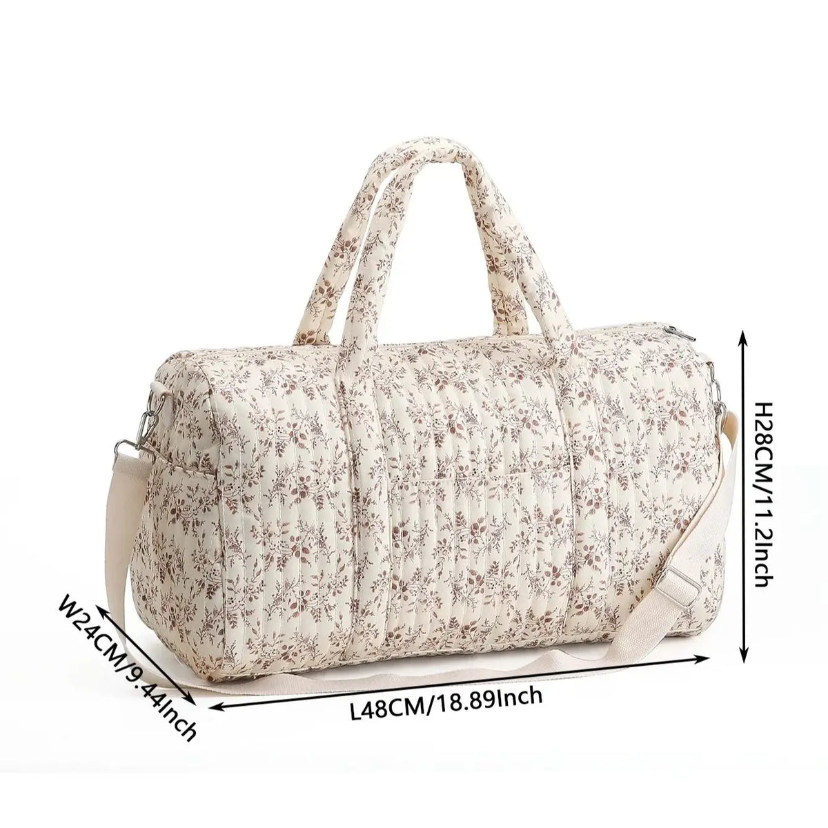 Diaper Bag Tote with Leaf Print, Large Capacity Mommy Handbag with Zipper Closure and Carry Handles for Baby Essentials and Travel