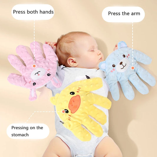 Hand-Shaped Patting Plush Toy with Cartoon Animal Face, Fiber Cotton Palm Doll in Pink, Beige or Blue, Approx. 24 x 23 cm for Adult-Operated Display