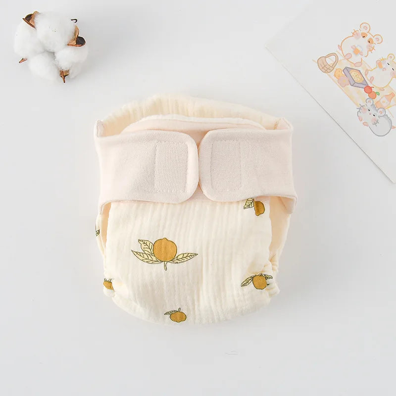 Baby Wrap Cloth Diaper with Adjustable Waist Tabs, Reusable Cotton Nappy in Animal and Rainbow Prints, Single-Piece Infant Changing Essential