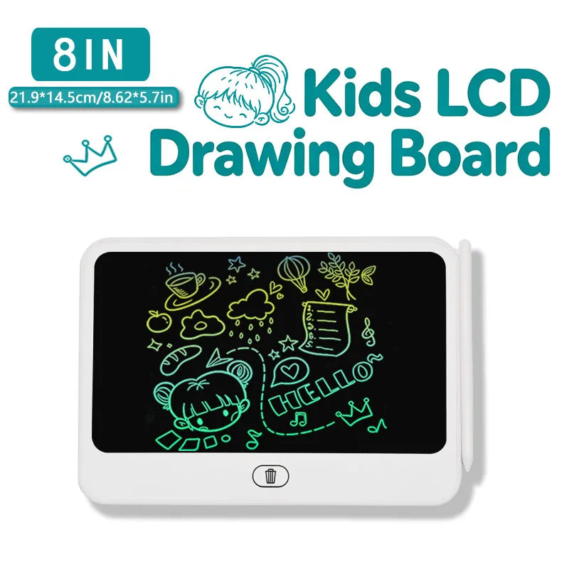 Erasable LCD Writing Board for Kids, 8, 11, 13 or 16 Inch Color Drawing Tablet with Stylus for Doodles, Handwriting and Number Practice