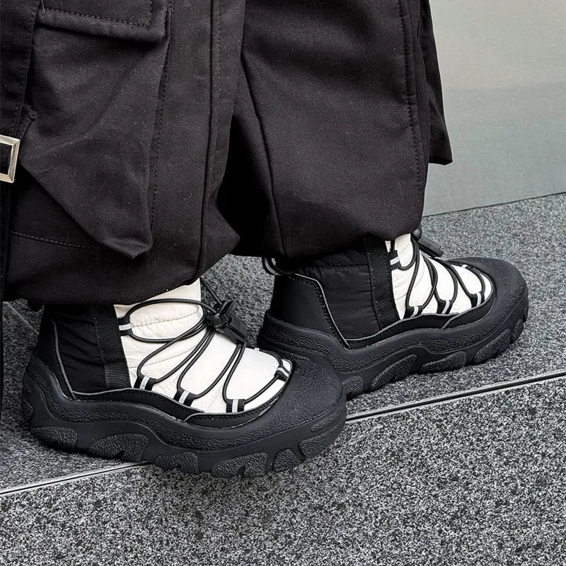 Toggle-Lace Kids Winter Boots with Padded Collars and Chunky Tread Soles, Boys and Girls Snow-Style Ankle Shoes in Four Colors, Sizes 26-37