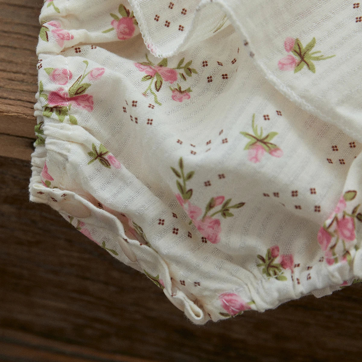 Smocked Floral Baby Girl Sunsuit with Headband, Cotton Blend Ruffle Romper with Tie Shoulder Straps for Summer Photos, 0-24 Months