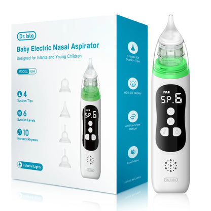 Silicone Tip Baby Nasal Aspirator with Adjustable Electric Suction, Low Noise Handheld Nose Cleaner for Infant and Young Child Care