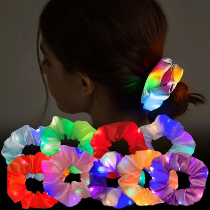 LED Hair Scrunchies for Women, Light Up Satin Elastic Hair Ties with 3 Lighting Modes for Glow Parties, Concerts & Holiday Gifts