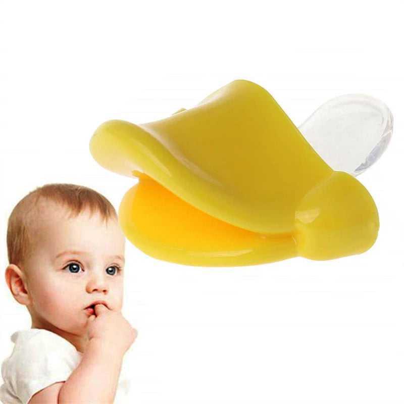 Duckbill Baby Pacifier with Yellow Duck Design and Silicone Nipple, Novelty Baby Soother in Single or 10-Piece Packs for Playful Photo Moments