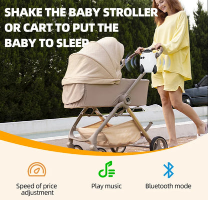 Rechargeable Stroller Rocker with White Noise and Bluetooth, Portable Automatic Pram Rocking Accessory with Adjustable Speed and USB-C Charging