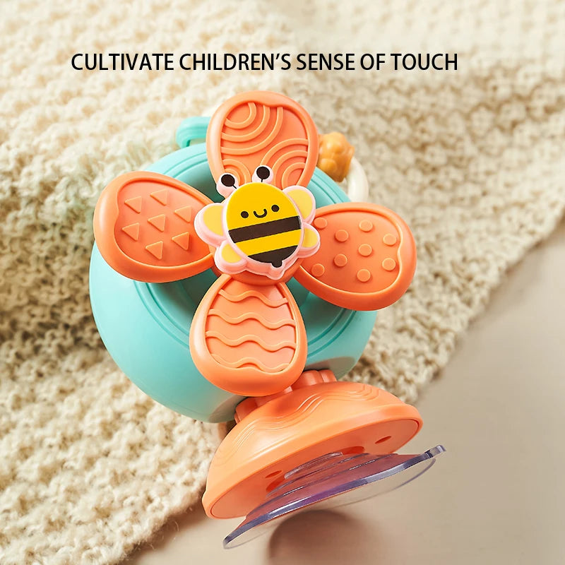 Suction Cup Snail Spinner Toy with Colorful Windmill and Wheeled Design for Supervised Sensory Play, Fine Motor Exploration and Gifting