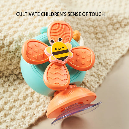 Suction Cup Snail Spinner Toy with Colorful Windmill and Wheeled Design for Supervised Sensory Play, Fine Motor Exploration and Gifting