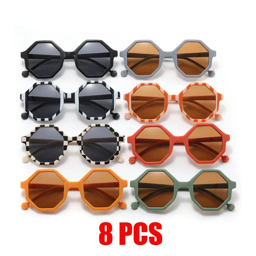 Kids Retro UV400 Sunglasses for Boys and Girls Ages 2-8, Colorful Fashion Shades in Assorted Frame Styles for Summer Outings and Family Photos