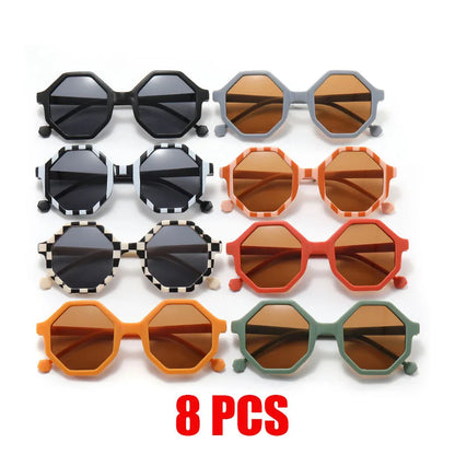 Kids Retro UV400 Sunglasses for Boys and Girls Ages 2-8, Colorful Fashion Shades in Assorted Frame Styles for Summer Outings and Family Photos