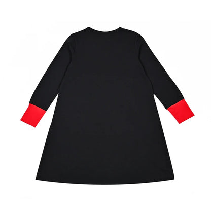 Kids Matching Pajamas with Red Cuffs and White Character Graphics, Black Sibling Outfit Styles with Two-Piece Sets, Nightgown and Footie Options