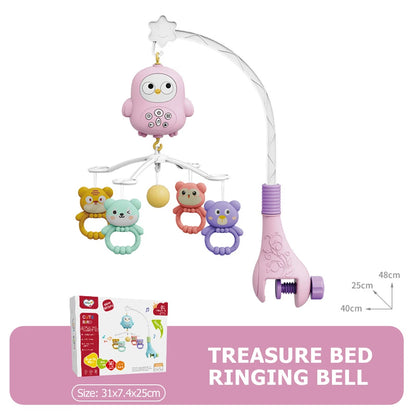 Remote Control Crib Mobile with Projector and Night Light, Rotating Animal Hanging Toys, Musical Lullabies and Timer for Baby Nursery