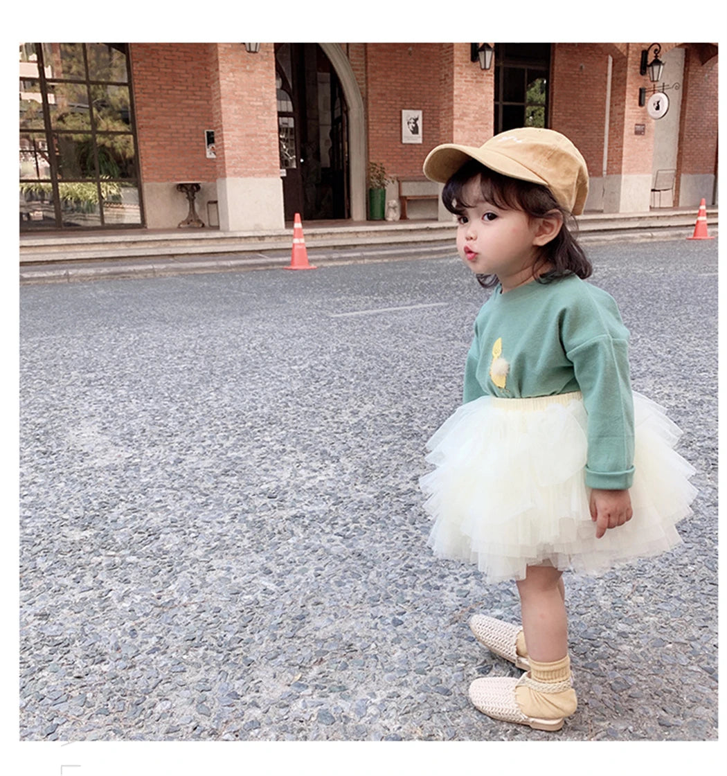 Tiered Tulle Tutu Skirt for Toddler and Little Girls with Gathered Waistband, Fluffy Solid Color Pettiskirt for Birthdays, Dance and Dress-Up