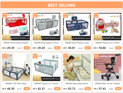 Baby Playpen with Pull Rings by IMBABY, Light Gray Mesh Activity Fence with Zippered Door and Multiple Size Options for Supervised Play