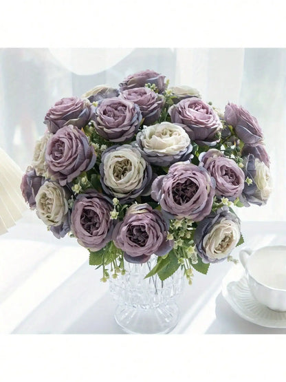 Artificial Peony Flowers, 4-Piece Faux Floral Bouquet for Wedding and Engagement Decor, Home Arrangements and Anniversary Gifts, No Vase Included