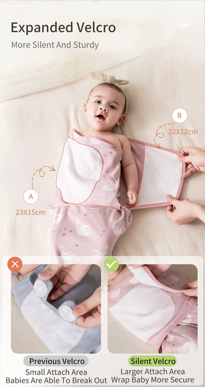 Envelope Baby Swaddle Wrap with Cap, INSULAR Adjustable Cotton Newborn Set in S and M with Animal, Leaf, Rainbow and Star Pattern Options