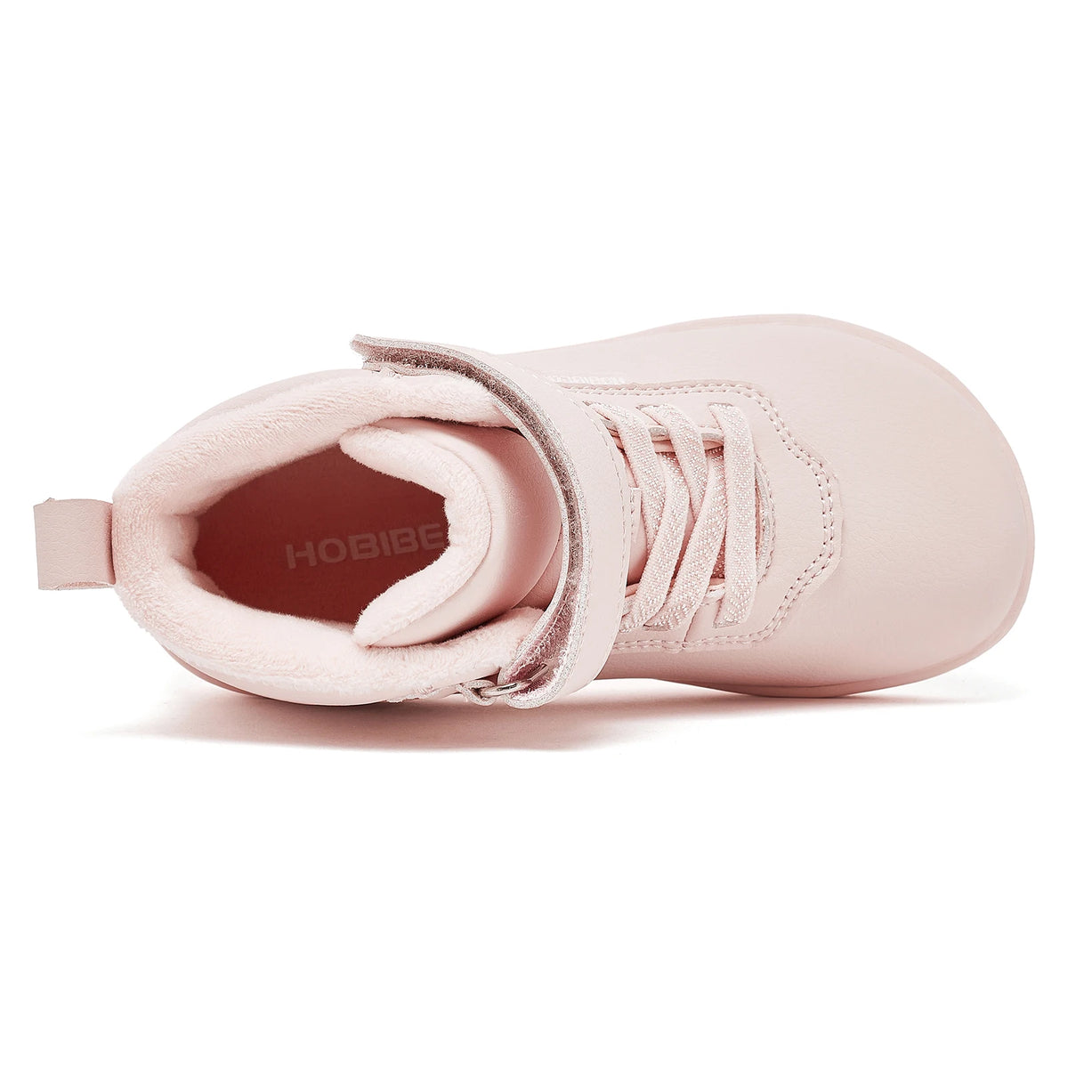 Winter Barefoot High-Top Shoes for Kids by HOBIBEAR, Wide Toe Box, Faux Fur Lining, Zero-Drop Rubber Sole and Adjustable Hook-and-Loop Strap
