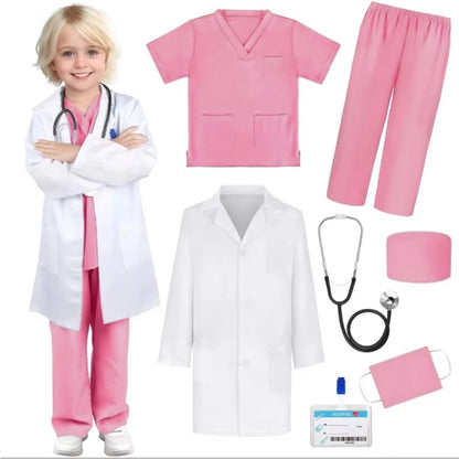 Children’s Medical Role Play Costume with White Coat Styling for Doctor and Nurse Dress-Up, Career Day, Halloween Parties and Pretend Clinic Games