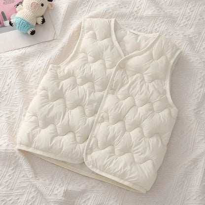 Quilted Toddler Vest with Snap-Front Closure, Solid Color Sleeveless Waistcoat for Boys and Girls in Sizes 2T–6T for Fall and Winter Layering