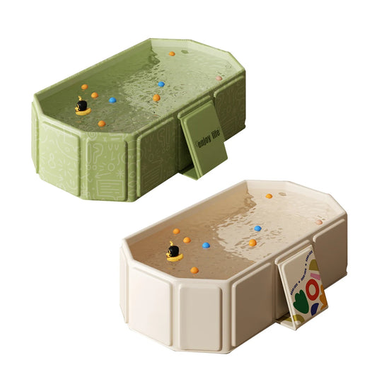 Panel-Sided Foldable Baby Bath Basin in White, Green, Pink or Blue, Portable PVC Bathtub for Parent-Supervised Bathing at Home or Away