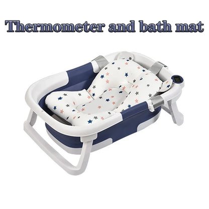 Temperature-Sensing Baby Bathtub with Digital Display, Compact Folding Bath Tub for Supervised Bathing and Small-Bathroom Storage