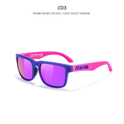 Kids Square Polarized Sunglasses by KDEAM, Lightweight TR90 Frames with Silicone Nose Pads for Boys and Girls Outdoor Play and Travel