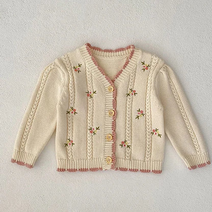 Baby Girl Knit Cardigan Sweaters with Long Sleeves, Korean-Style Infant and Toddler Layering Coats in Multiple Designs, Sizes 3M to 3T