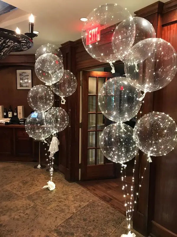 LED Light Up Balloons with Batteries and Clear Bobo Balloon Design, 10-100 Set Options for Wedding Receptions, Proposals and Birthday Party Decor