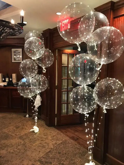 LED Light Up Balloons with Batteries and Clear Bobo Balloon Design, 10-100 Set Options for Wedding Receptions, Proposals and Birthday Party Decor