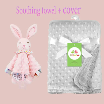 Embroidered Name Baby Blanket and Animal Comforter Options, Personalized Minky Bubble-Texture Keepsake with Single-Item and Two-Piece Gift Choices