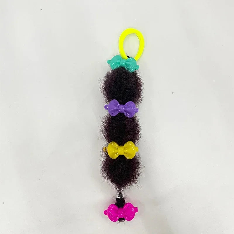 Bubble Puff Ponytail Extensions for Girls, 8-Pack Afro-Textured Hair Accessories with Elastic Loops and Beaded Styling Set Options
