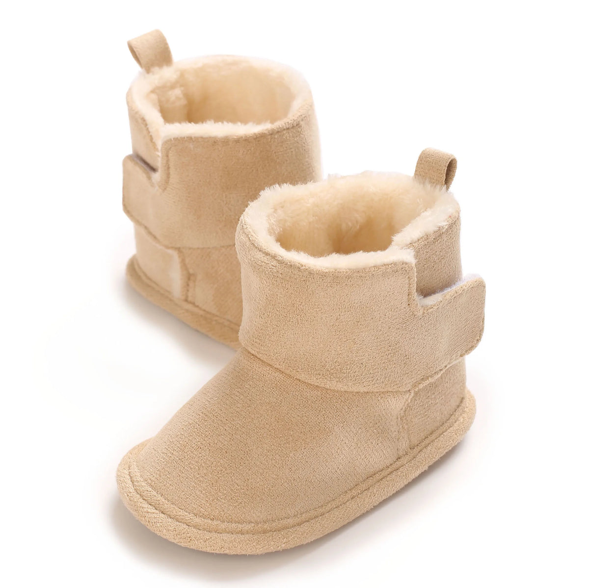 Soft Sole Baby Winter Boots with Plush Lining and Hook-and-Loop Closure, Brown Pink or Apricot Infant Shoes for Boys and Girls, 0-18 Months