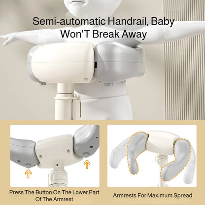 Adjustable Kids Shower Stand with Wraparound Support, Textured Base and Showerhead Holder, Gray or Brown Options for Adult-Supervised Bathing