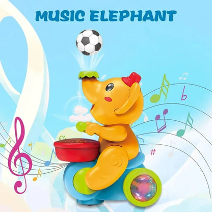 Musical Elephant Crawling Toy with Walking Action, Floating Ball, LED Lights and Drum Sounds for Supervised Baby Floor Play and Gifts
