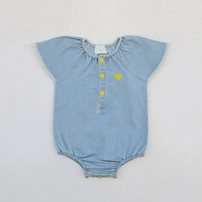 Light Blue Denim Sibling Outfits, Cotton Boys Shirts and Shorts, Girls Dresses and Skirts, Baby Rompers and Overalls for Matching Family Looks