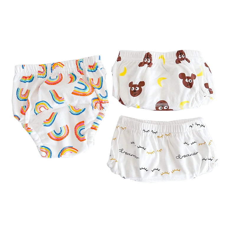 Toddler Potty Training Pants 3-Pack, 6-Layer Washable Cotton Learning Underwear with Elastic Waist and TPU Layer in 8–18 kg Size Options