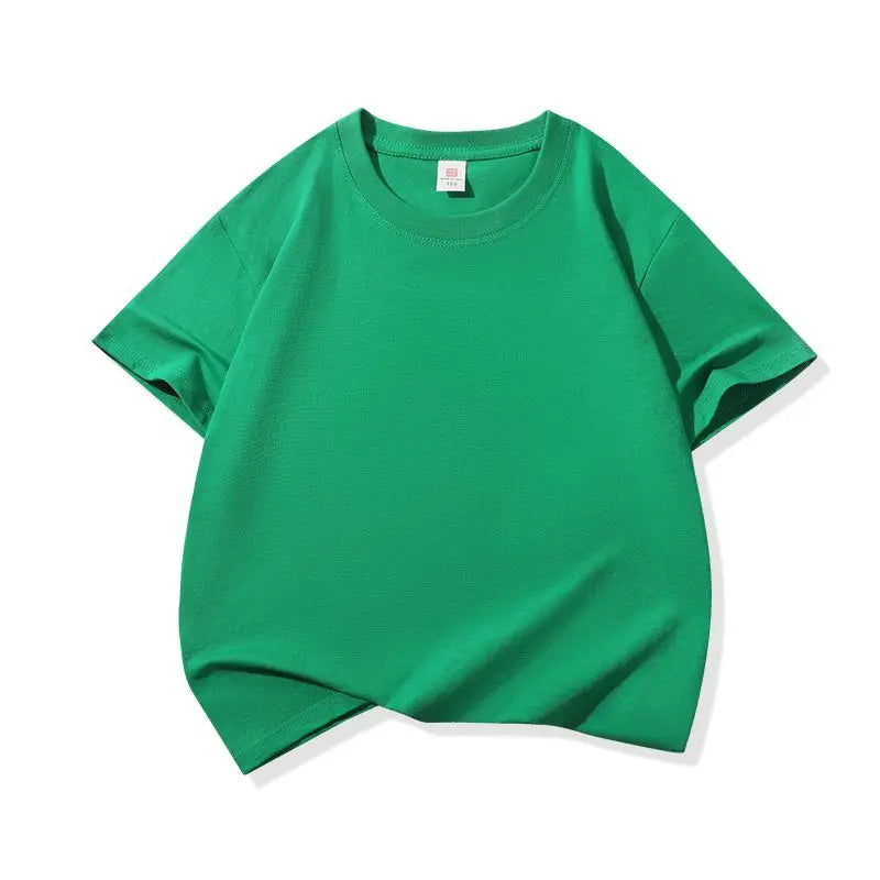 Kids Solid Color Cotton T-Shirt, 180gsm Short Sleeve Crewneck Basic Tee for Boys and Girls in 18 Colors for Summer and Everyday Casual Outfits