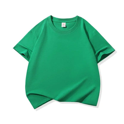 Kids Solid Color Cotton T-Shirt, 180gsm Short Sleeve Crewneck Basic Tee for Boys and Girls in 18 Colors for Summer and Everyday Casual Outfits