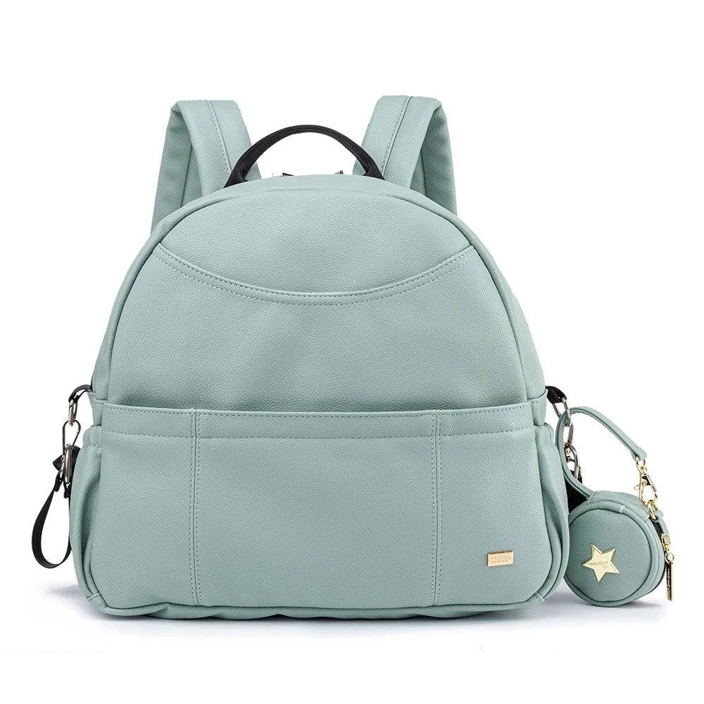 PU Diaper Bag Backpack with Zippered Storage and Front Pockets, 34 x 14 x 32 cm Baby Essentials Organizer for Parents and Everyday Outings