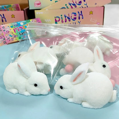 White Rabbit Squishy Toy, Soft Slow-Rebound Bunny Squeeze Fidget in 1, 2 or 3 Piece Options for Tactile Play, Desk Breaks and Novelty Gifts