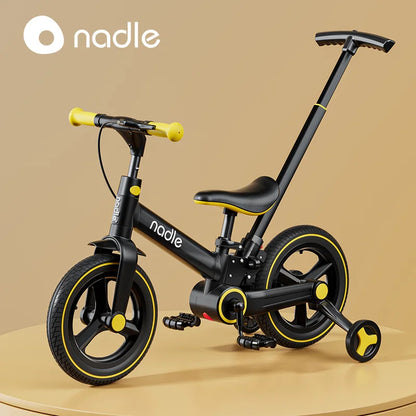 Toddler Balance Bike 4-in-1 with Training Wheels and Parent Push Handle, Lightweight Foldable Kids Bicycle for Boys and Girls Ages 2–6
