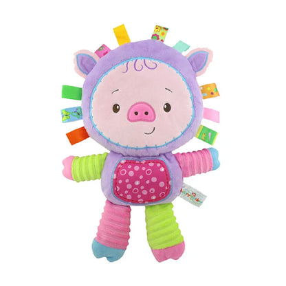 Taggy Animal Plush Rattle for Babies, Colorful Elephant, Monkey, Rabbit, Lion or Pig Soft Sensory Toy for Supervised Play and Baby Shower Gifts