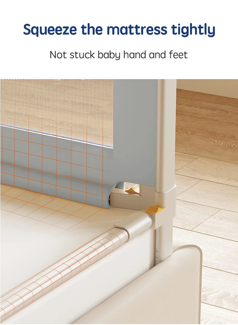 Height Adjustable Bed Rail by PANGDUBE, Single Mesh Guard Panel with Lift Mechanism, Removable Washable Fabric and Eight Length Options