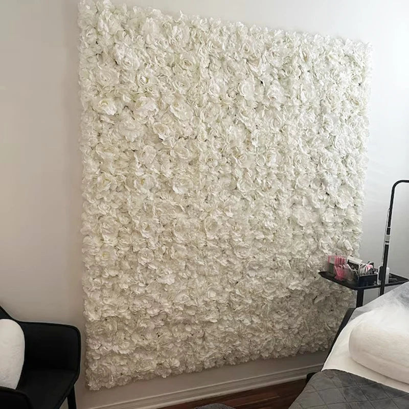 Artificial Flower Wall Panels with Fabric Roses, 40 x 60 cm Reusable Floral Backdrop for Baby Showers, Weddings, Birthdays & Home Decor