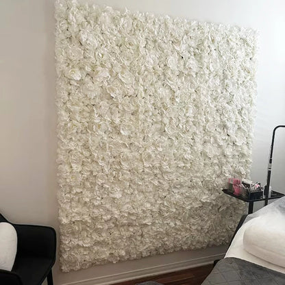 Artificial Flower Wall Panels with Fabric Roses, 40 x 60 cm Reusable Floral Backdrop for Baby Showers, Weddings, Birthdays & Home Decor