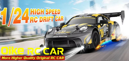 RC Drift Racing Car with 4WD, 2.4GHz Proportional Remote Control, LED Lights and Replaceable Racing and Drift Tires for Kids and Adults
